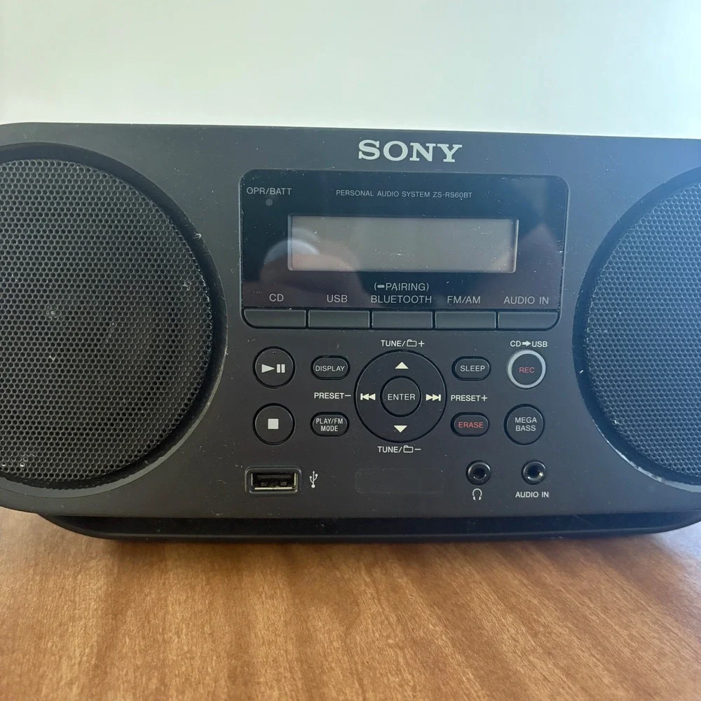 Sony Personal Audio System ZS-RS60BT Bluetooth CD USB AM/FM Radio Boombox Black